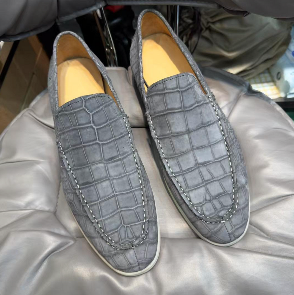 Men’s Luxury Crocodile-Pattern Leather Loafers