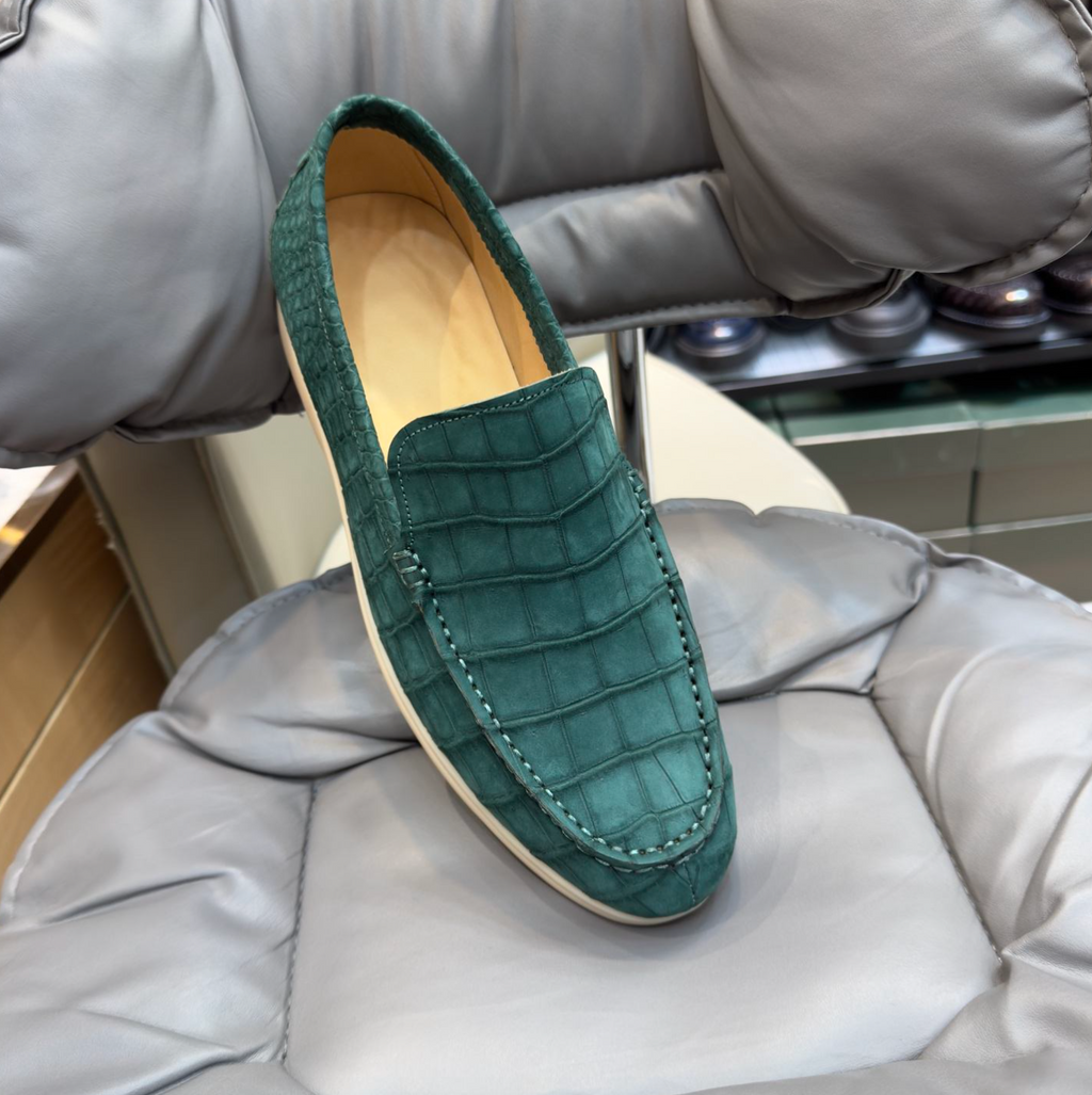 Men’s Luxury Crocodile-Pattern Leather Loafers