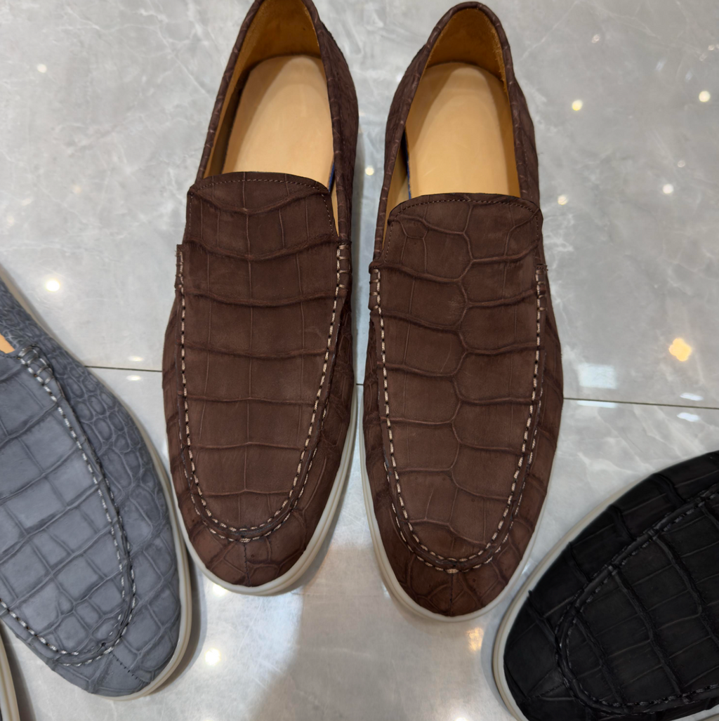 Men’s Luxury Crocodile-Pattern Leather Loafers